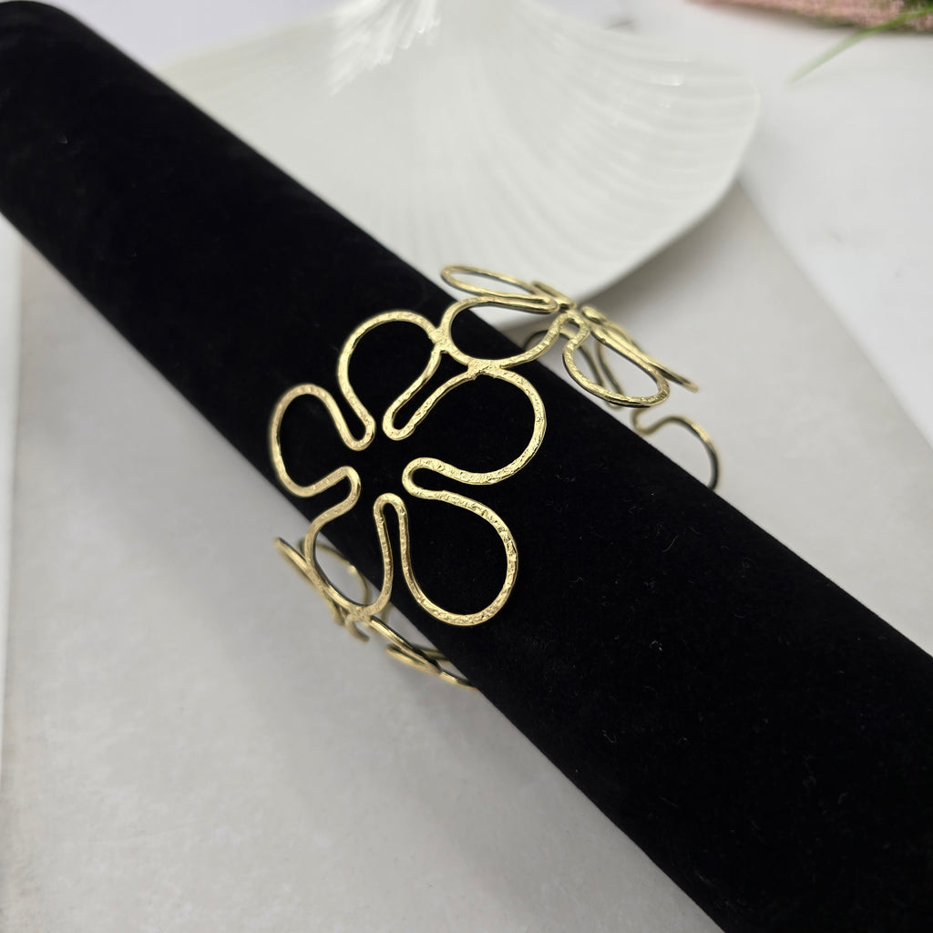 Floral Brass Bracelet Adjustable (Anti Tarnish)