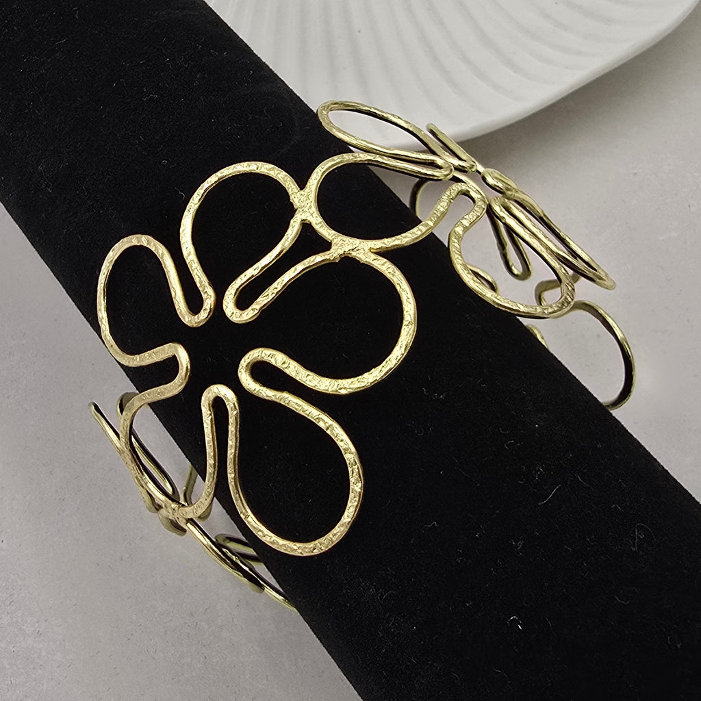 Floral Brass Bracelet Adjustable (Anti Tarnish)