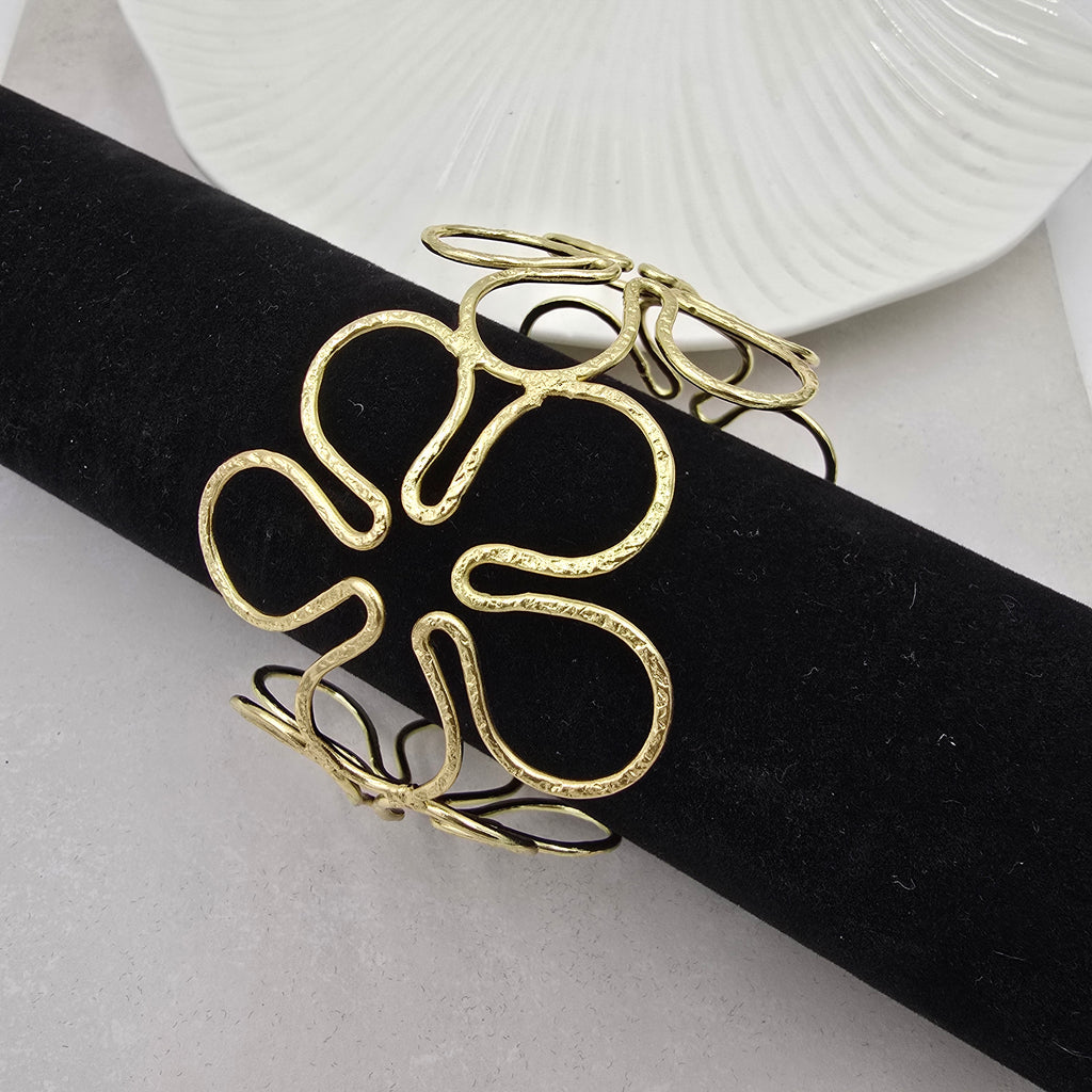 Floral Brass Bracelet Adjustable (Anti Tarnish)