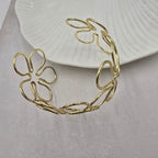 Floral Brass Bracelet Adjustable (Anti Tarnish)