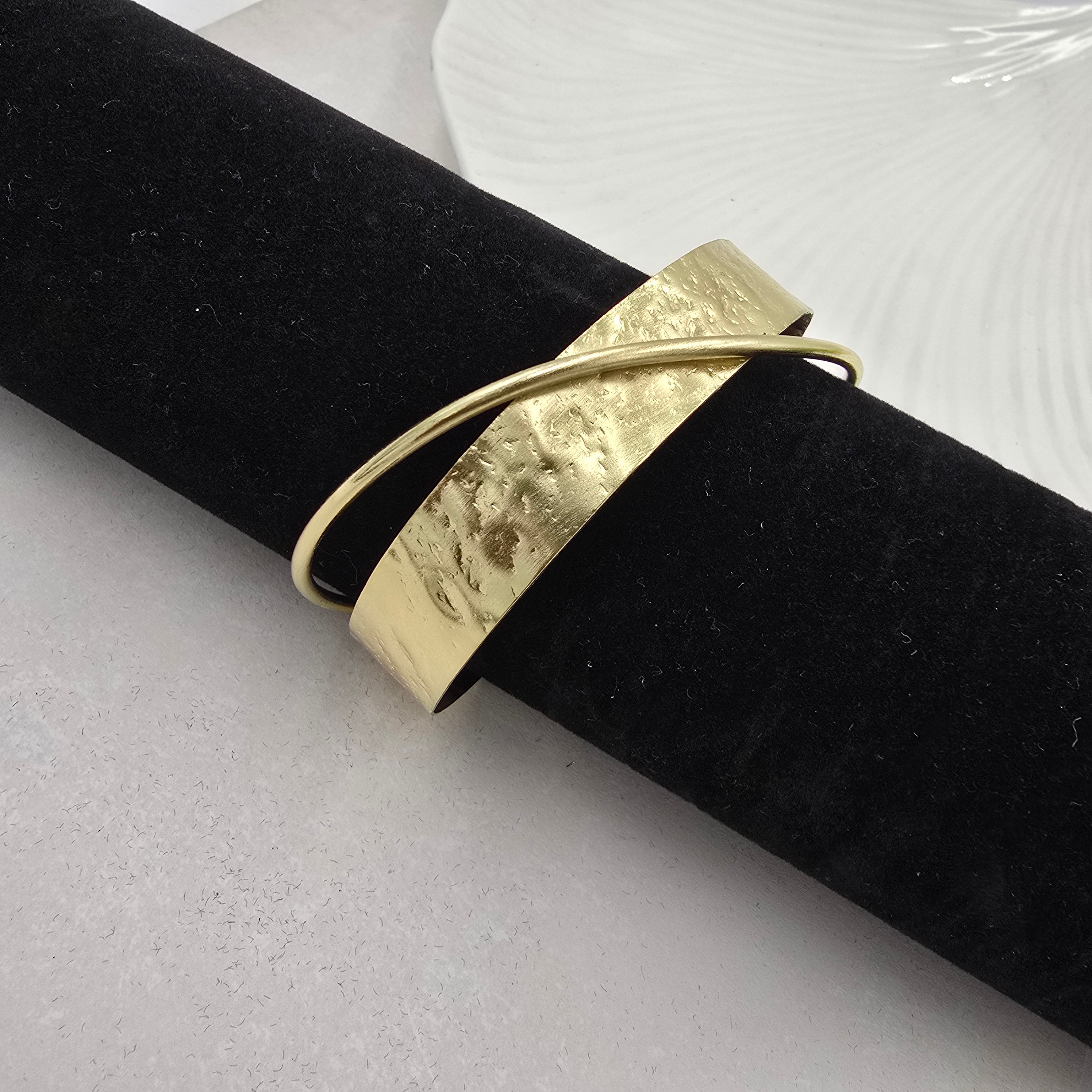 Hammered Design Brass Bracelet Adjustable (Anti Tarnish)