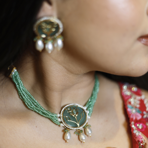 Gulbahar Choker Set - Green