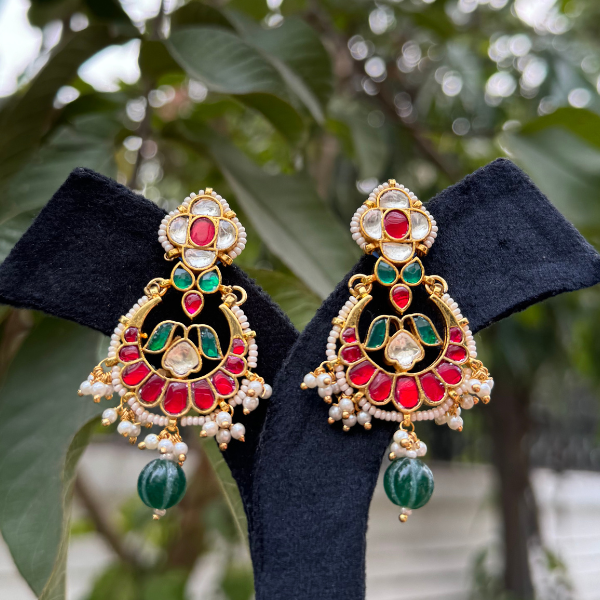 Gold Plated Pachi Kundan Earrings
