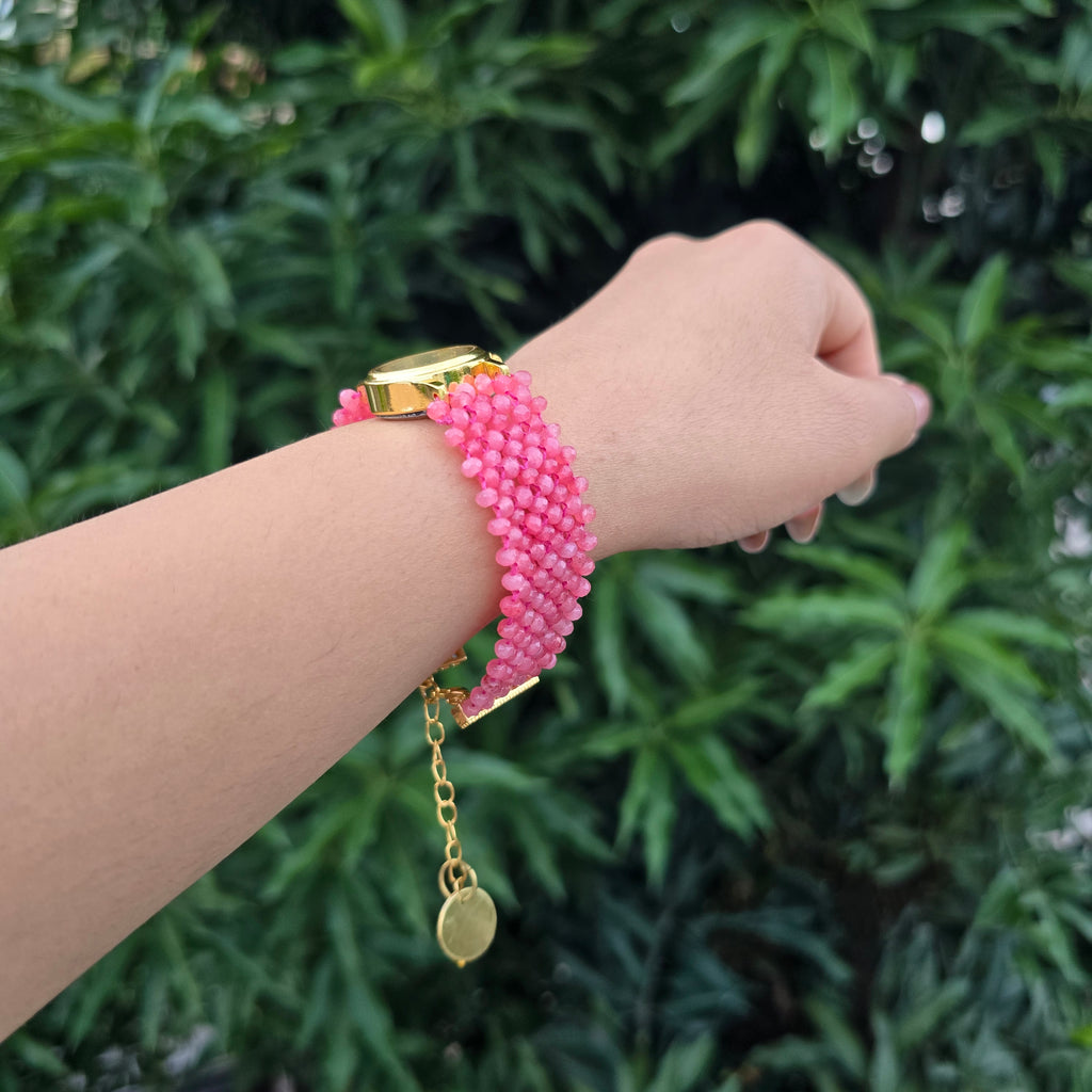 Pink Beaded Watch