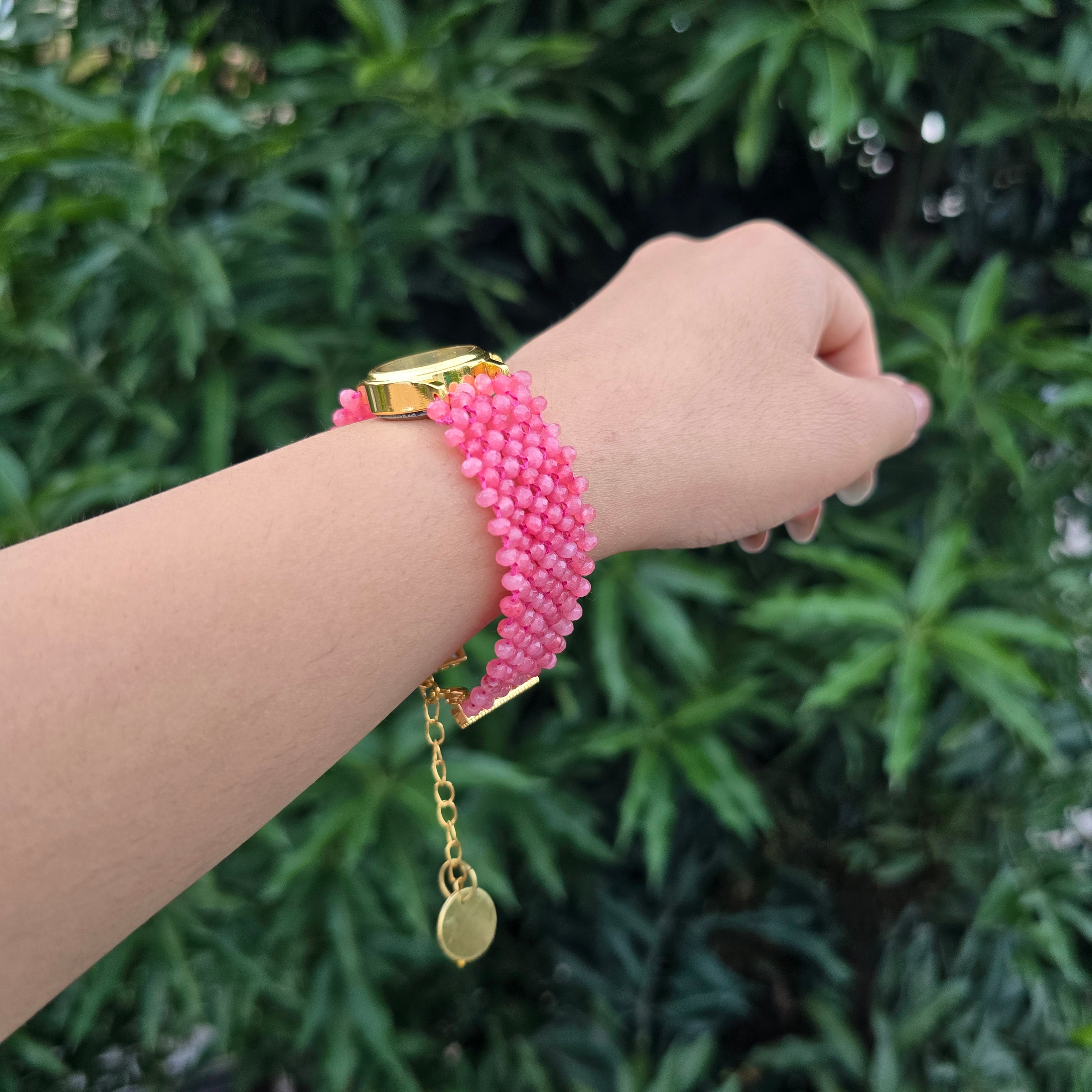 Pink Beaded Watch