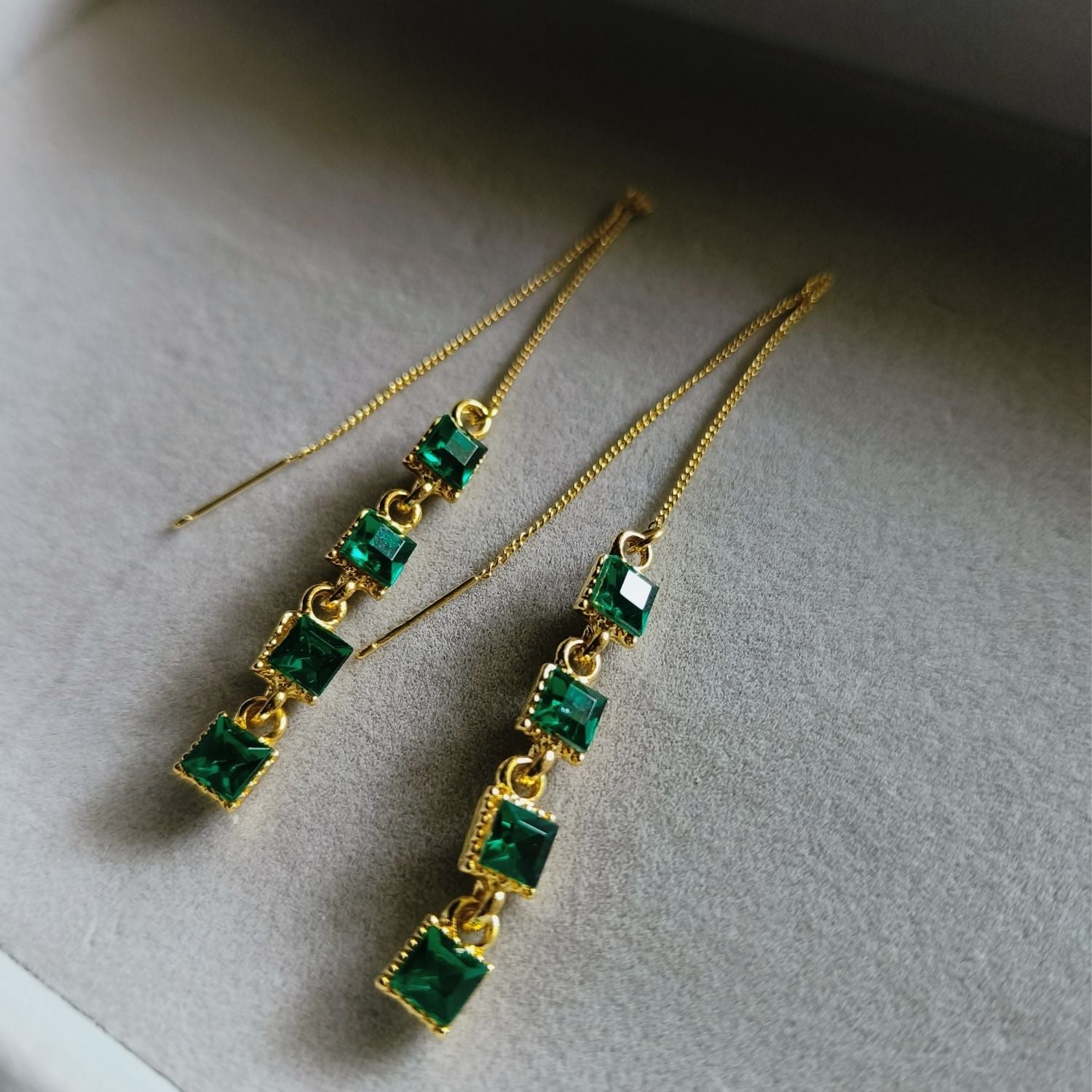 Green Rhinestone Statement Drops