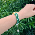 Green and White Beaded Watch
