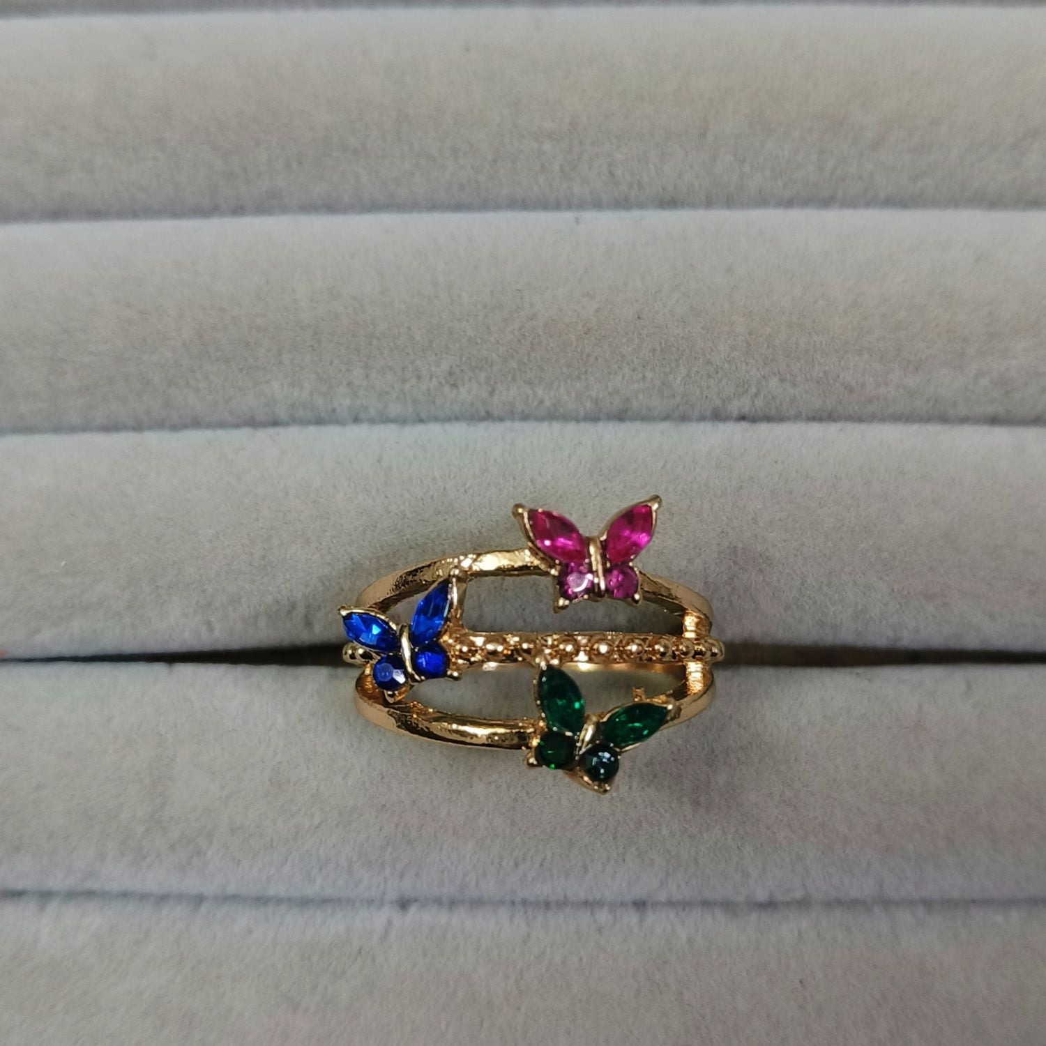 Multicolor Butterflies Ring