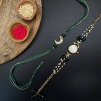 Green White Watch and Rakhi Combo