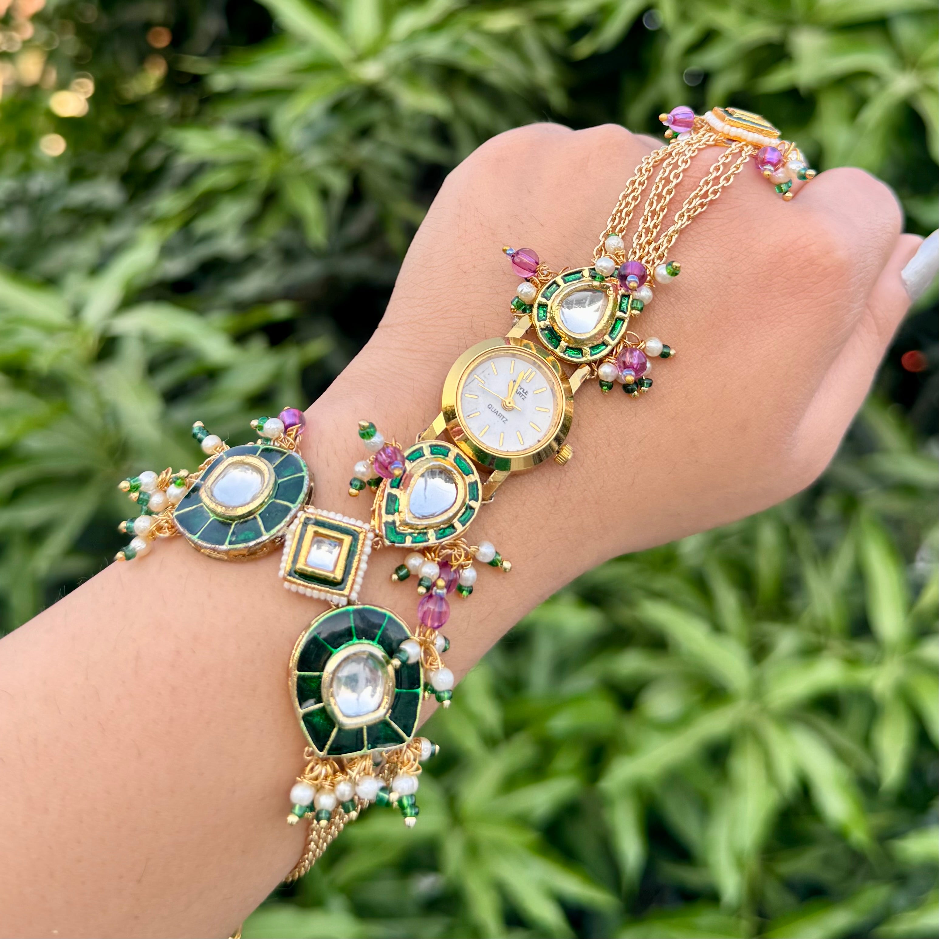 Meena Kundan Haathphool Watch