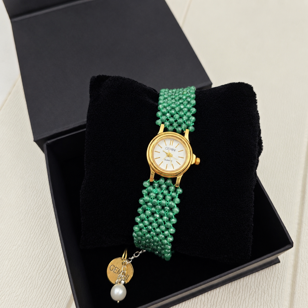 Dark Green Beaded Watch