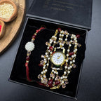 Two-way Wrap Around Watch - Red and Rakhi Combo