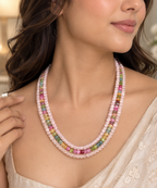 Semi-precious Stones Triple Layered Necklace