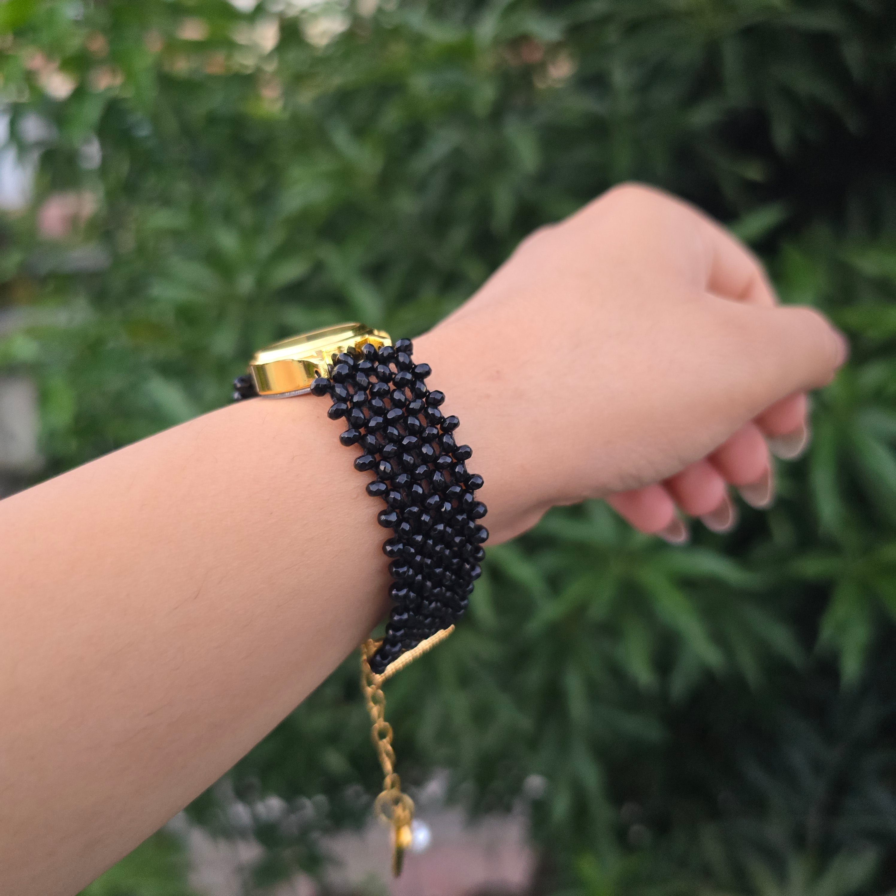 Black Beaded Watch