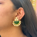 Pearl Studs With Semi-precious Stone