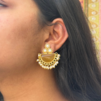 Pearl Studs With Semi-precious Stone