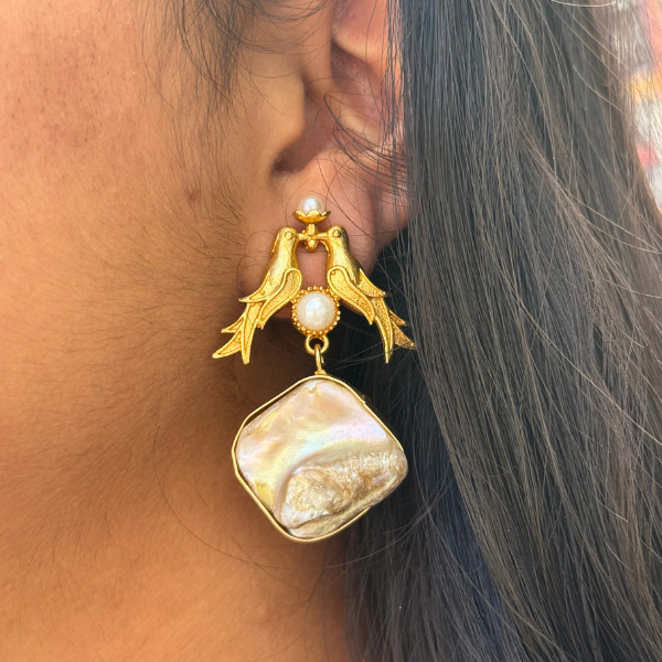 Mother Pearl Bird Earrings