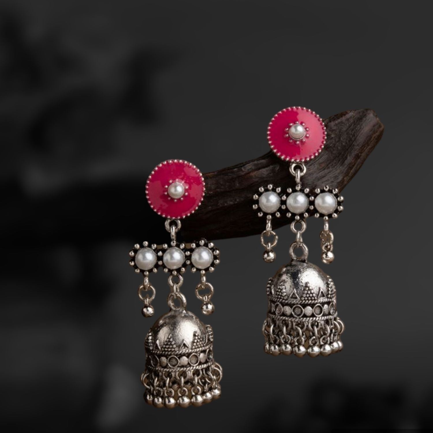 Silver Plated Enamel Jhumki