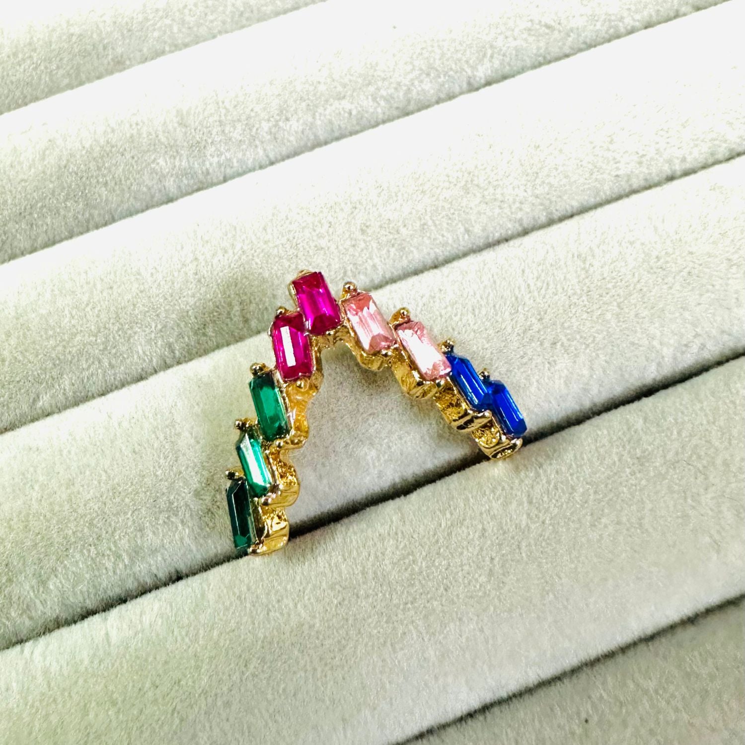 Multicolor Triangular Band Ring