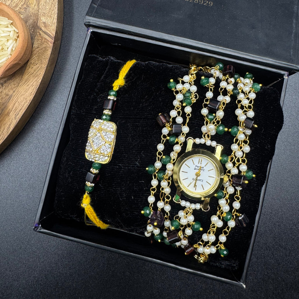 Two-way Wrap Around Watch - by Purple and Rakhi Combo