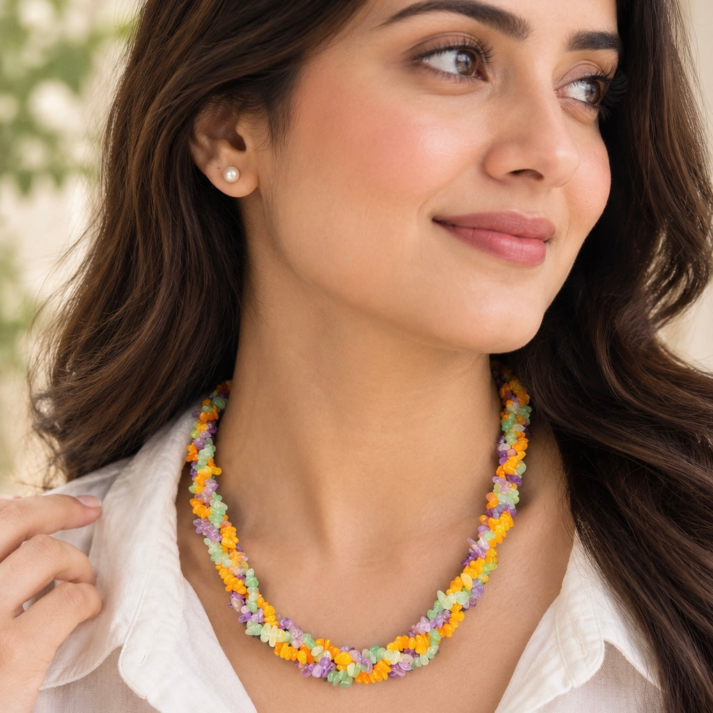 Uncut Semi-precious Stones Necklace