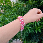Rose Pink and White Beaded Watch
