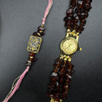 Brown Uncut Stones Watch and Rakhi Combo