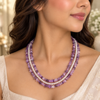 Uncut Amethyst and Pearls Necklace
