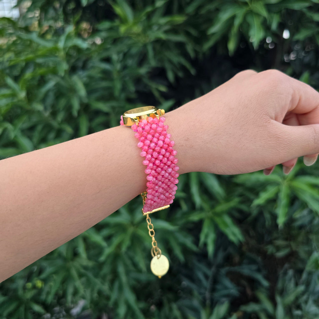 Pink Beaded Watch