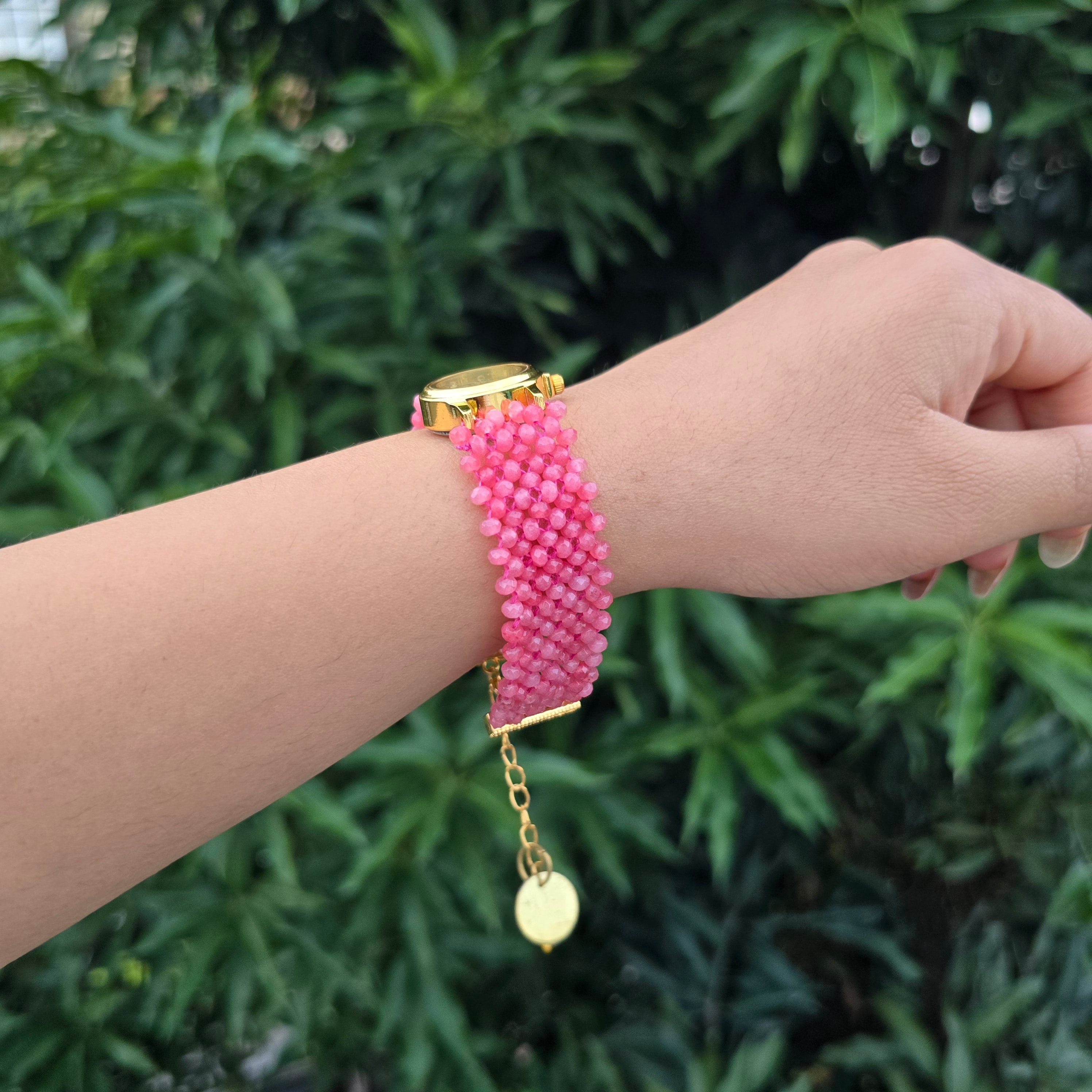 Pink Beaded Watch