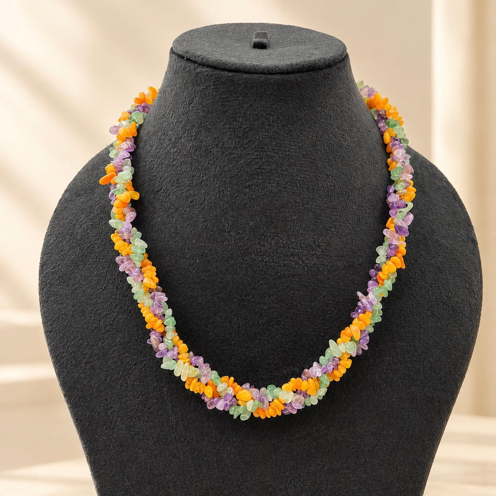Uncut Semi-precious Stones Necklace