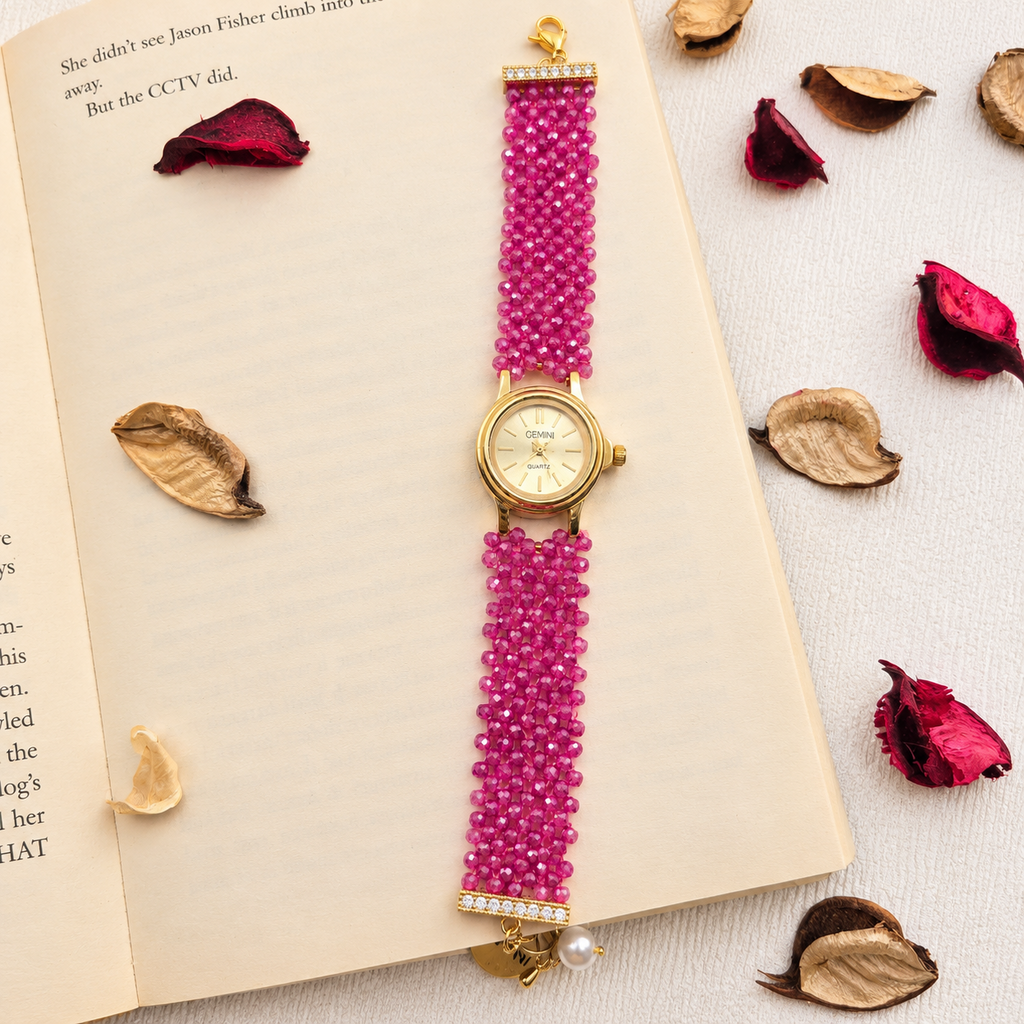 Pink Beaded Watch