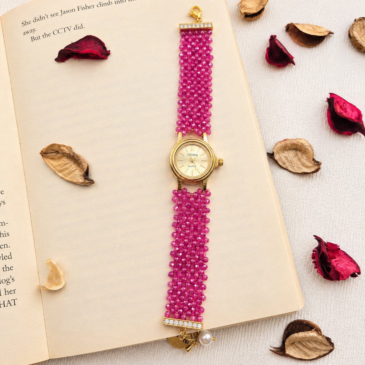 Pink Beaded Watch