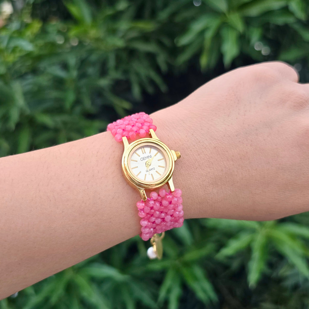 Pink Beaded Watch