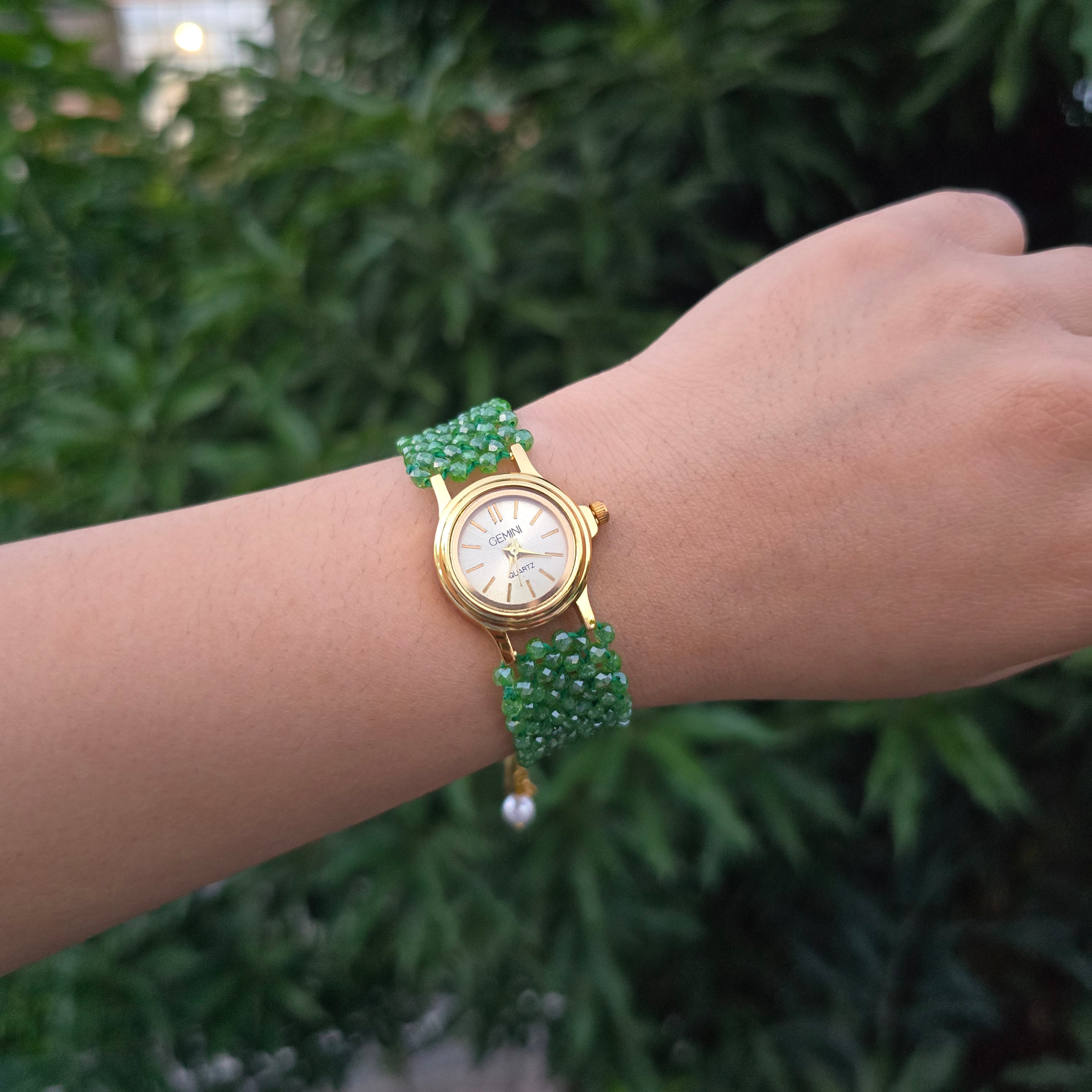 Green Beaded Watch