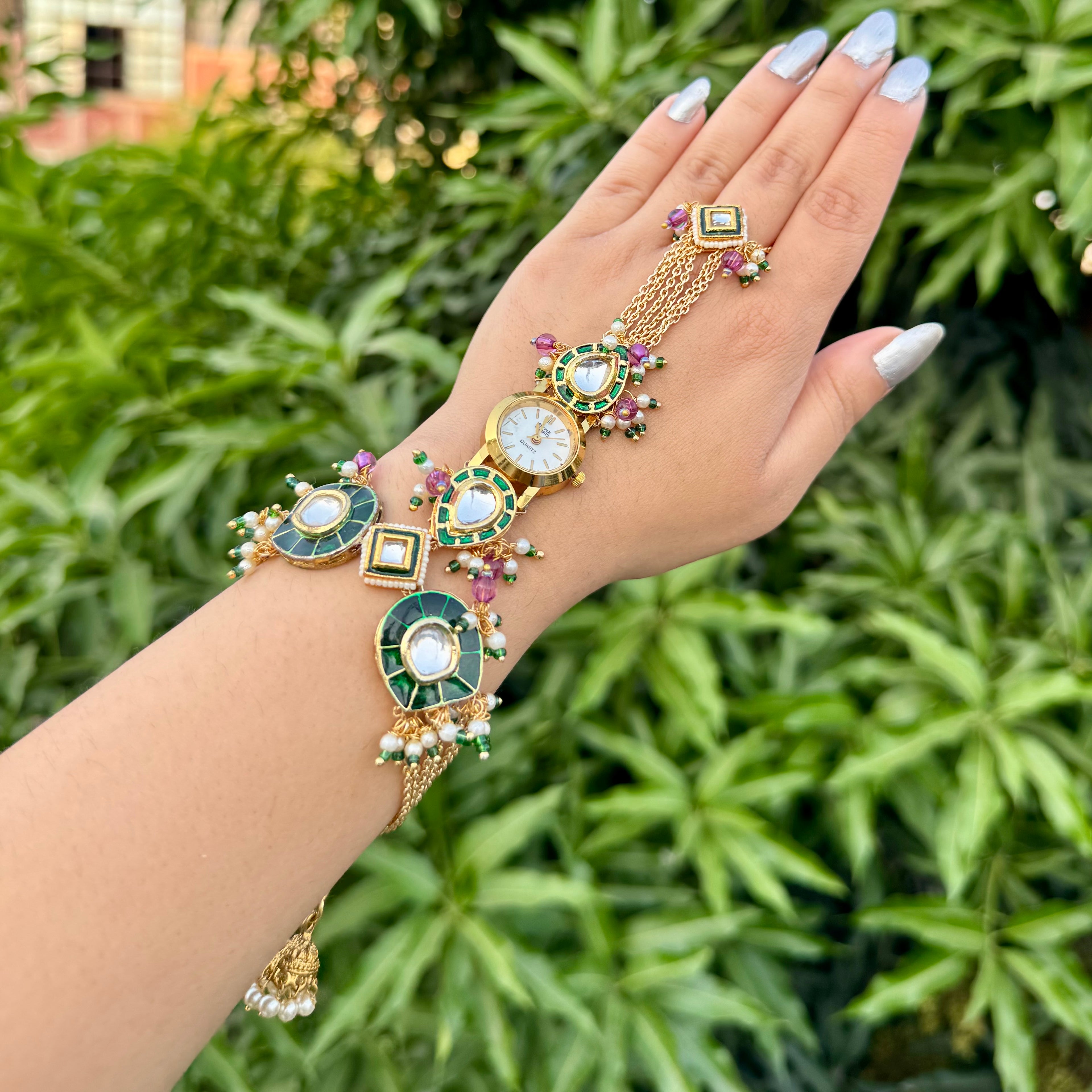 Meena Kundan Haathphool Watch