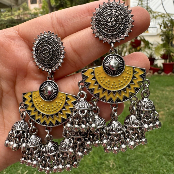 Yellow Oxidized Jhumka