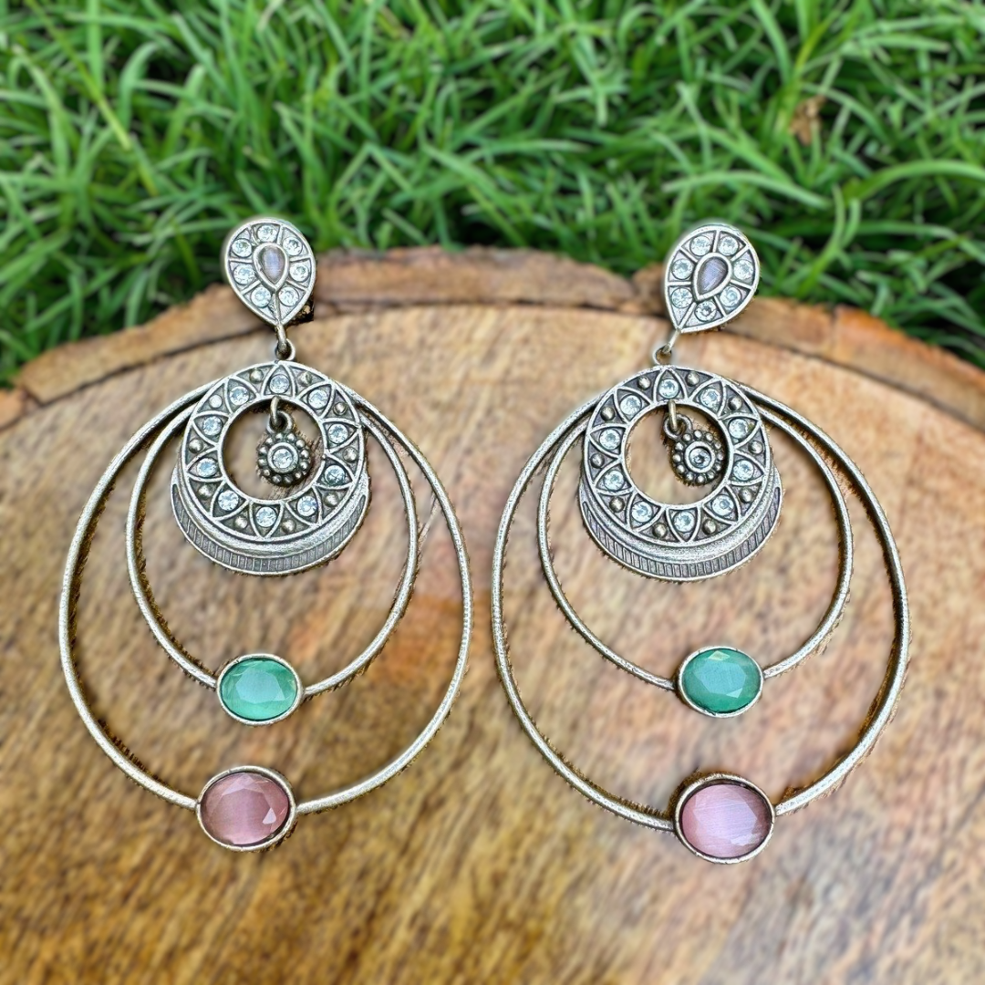 Dual Tone Circular Earrings