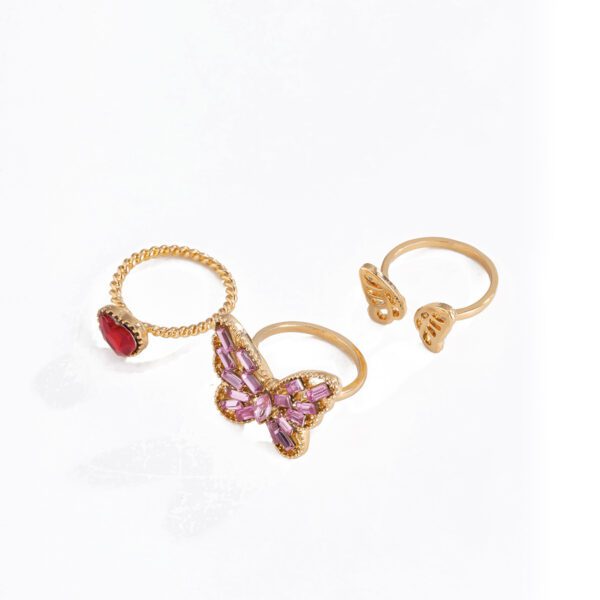 Butterfly Crystal Rings Stack {Set of 3}