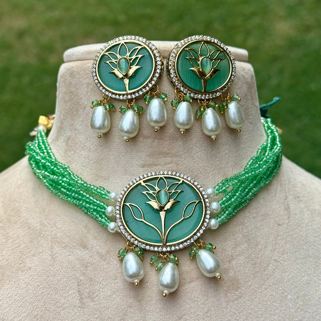 Gulbahar Choker Set - Green