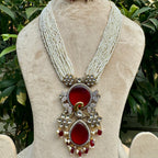 Mayur Rani Necklace Set - Red