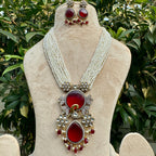 Mayur Rani Necklace Set - Red