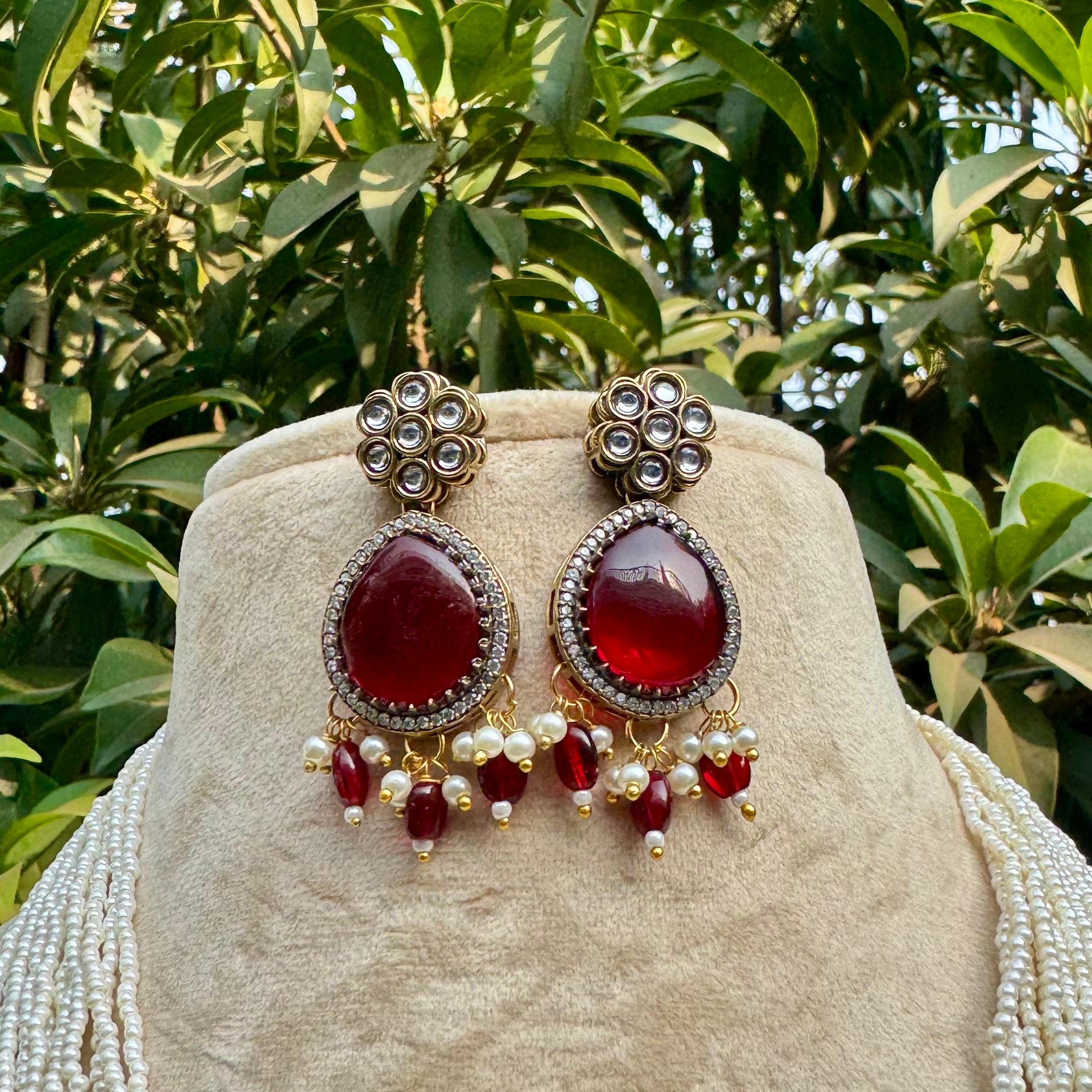 Mayur Rani Necklace Set - Red