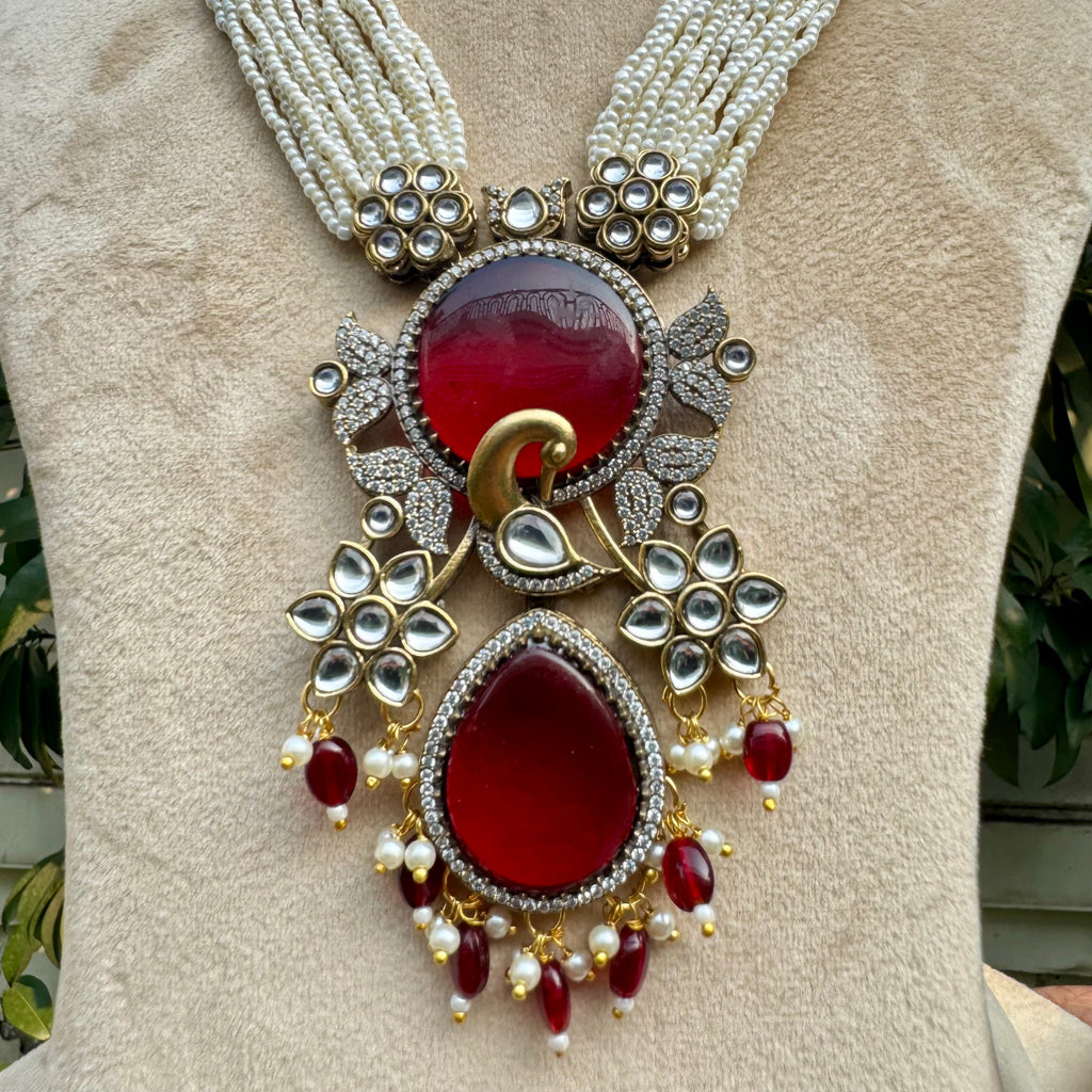 Mayur Rani Necklace Set - Red