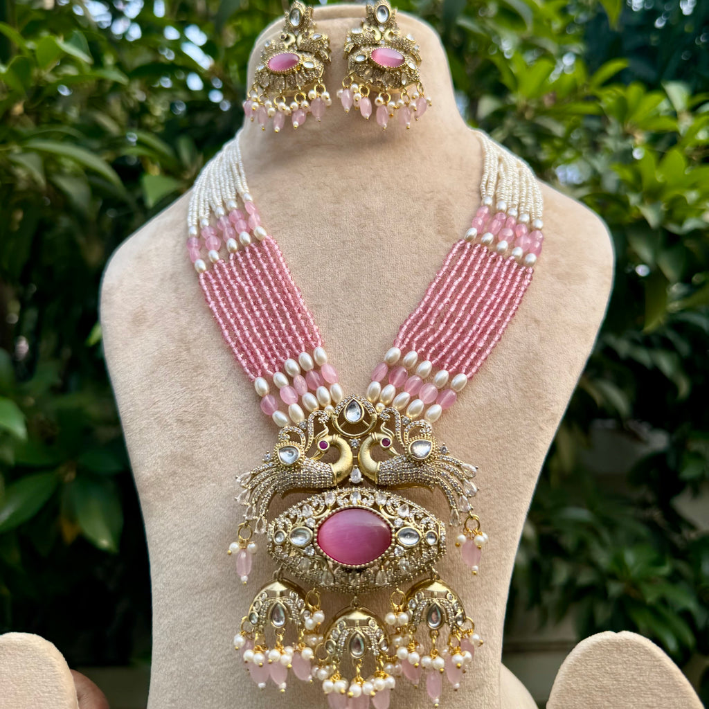 Mor Leela Necklace Set - Pink