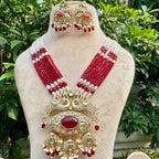 Mor Leela Necklace Set - Red