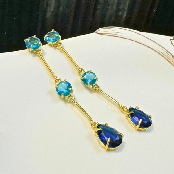 Statement Long Drop Earrings in Brass