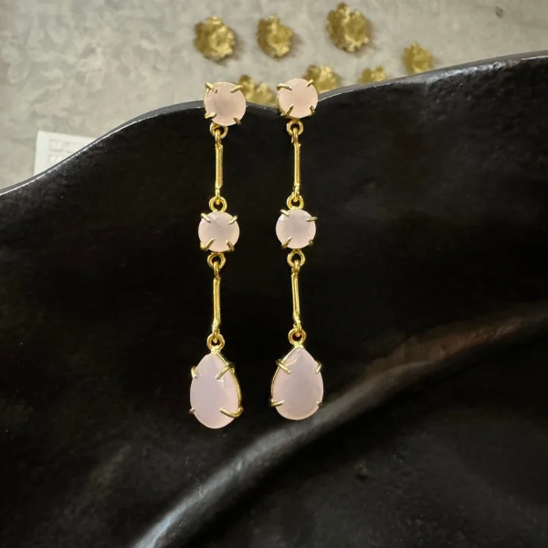 Statement Long Drop Earrings in Brass