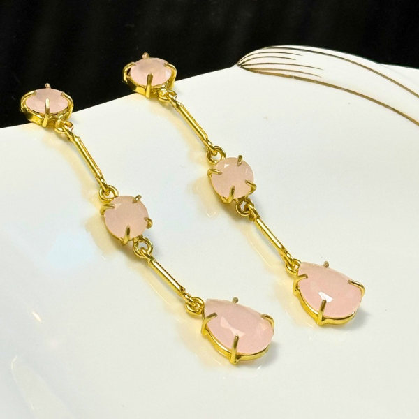 Statement Long Drop Earrings in Brass